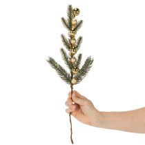 Article Branche de sapin artificielle avec mini boules de Noël dorées, 46 cm, 2 pièces