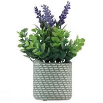 Article Lavande artificielle en pot céramique violet vert H22cm