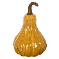 Article Citrouille décorative en céramique 18cm jaune foncé pour Halloween