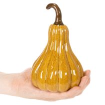Article Citrouille décorative en céramique 18cm jaune foncé pour Halloween