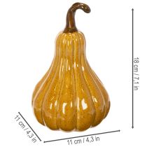 Article Citrouille décorative en céramique 18cm jaune foncé pour Halloween