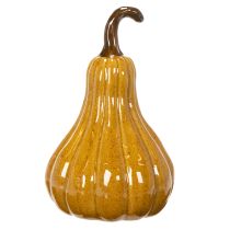 Article Citrouille décorative en céramique 18cm jaune foncé pour Halloween