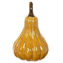 Article Citrouille décorative en céramique 18cm jaune foncé pour Halloween
