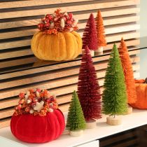 Article Ensemble de citrouilles en tissu pour décoration d'automne, 13 cm, orange, jaune et rouge, 3 pièces
