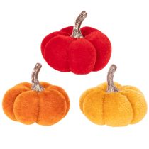 Article Set de citrouilles décoratives en velours 5 cm, 3 couleurs, lot de 12 pièces