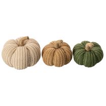 Article Citrouilles décoratives en textile tricoté 10 cm 6 pièces couleurs automnales