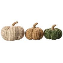 Article Citrouilles décoratives en textile tricoté 10 cm 6 pièces couleurs automnales