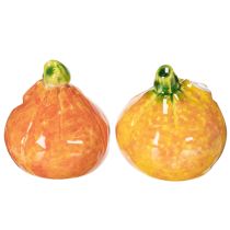 Article Figurine de citrouille décorative, 6 cm, lot de 2, idéale pour une décoration d'automne amusante.