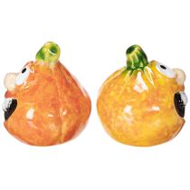 Article Figurine de citrouille décorative, 6 cm, lot de 2, idéale pour une décoration d'automne amusante.