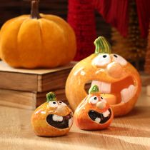 Article Figurines citrouilles amusantes en céramique pour décoration d'automne 6 cm - Lot de 2