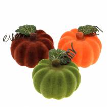 Mini citrouille floquée orange, verte, rouge Ø9cm 6pcs