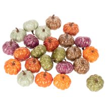 Article Set de Citrouilles Décoratives en Plastique 4 cm, 24 Pièces, Couleurs Variées, Déco Automne et Halloween
