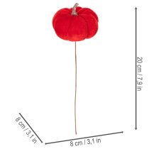 Article Décoration citrouilles en velours sur fil métallisé, 8 cm, set de 9, couleurs rouge, orange et jaune, intérieur