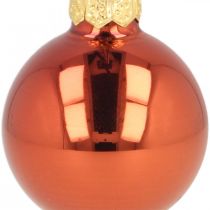 Mini boules de Noël en verre rouge rouille mat/brillant Ø2cm 44 pièces