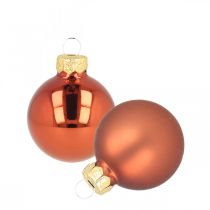 Mini boules de Noël en verre rouge rouille mat/brillant Ø2cm 44 pièces