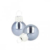 Mini boules de Noël en verre bleu mat/brillant Ø2cm 44 pièces