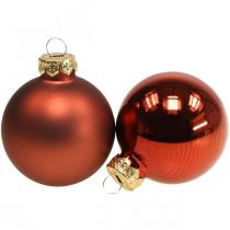Boules de Noël en verre boules rouge rouille mat/brillant Ø4cm 60p