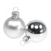Boules de Noël en verre boule argentée mat/brillant Ø4cm 60p