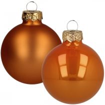 Boules de Noël en verre orange mat brillant Ø5,5cm 26p