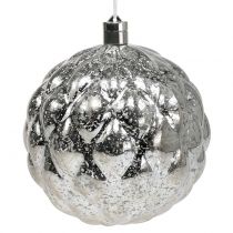 Ballon en plastique argenté Ø20cm avec LED 15er et piles