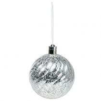 Sphere plastique argenté 15cm avec 10er LED et piles