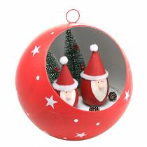 Boule de Noël à accrocher Pères Noël et LED rouge Ø20cm pour piles