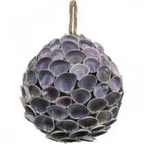 Article Boule coquillage Décoration maritime avec coquillages Boule déco violette Ø12cm