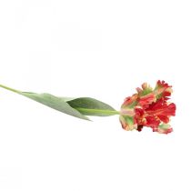 Fleur artificielle, tulipe perroquet rouge jaune, fleur de printemps 69cm