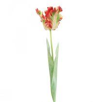 Fleur artificielle, tulipe perroquet rouge jaune, fleur de printemps 69cm