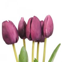 Fleurs artificielles tulipe violette, fleur printanière 48cm lot de 5