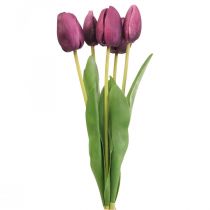 Fleurs artificielles tulipe violette, fleur printanière 48cm lot de 5