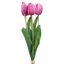 Fleurs artificielles tulipe rose, fleur printanière L48cm lot de 5