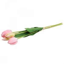 Fleurs artificielles tulipe rose, fleur printanière 48cm lot de 5