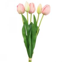 Fleurs artificielles tulipe rose, fleur printanière 48cm lot de 5