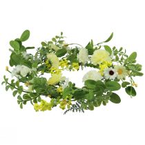 Article Couronne de fleurs artificielles blanc jaune crème Ø40cm