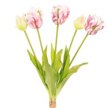 Article Bouquet de fleurs artificielles 5 tulipes perroquet Tulipes artificielles 40cm