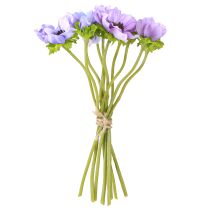 Article Bouquet de fleurs artificielles Anémone Anémone Bleu Violet L28cm