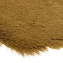 Tapis décoratif en fausse fourrure marron 55×38cm