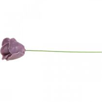 Article Roses artificielles en cire, couleur lilas, Ø 6 cm, lot de 18