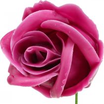 Article Roses artificielles roses en cire fuchsia roses déco wax Ø6cm 18 pièces