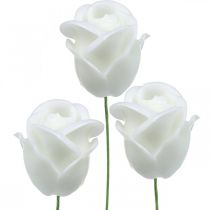 Roses artificielles roses en cire blanche roses décoratives en cire Ø6cm 18pcs