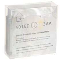 Article Guirlande lumineuse LED, 50 ampoules, à piles, 5 m, blanc chaud
