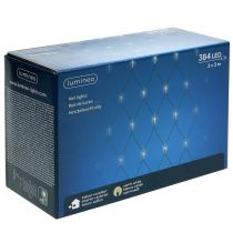 Article Filet lumineux LED 384 lumières blanc chaud 3x3m extérieur