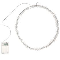 Article Anneau LED décoratif en métal à suspendre argenté blanc chaud 30 cm