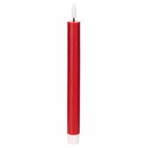 Article Bougies LED rouges en cire véritable, 24 cm, lot de 2, lumière blanc chaud