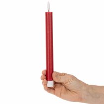 Article Lot de 2 bougies flambeau LED en cire rouge, 24 cm, lumière blanc chaud