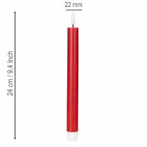 Article Lot de 2 bougies flambeau LED en cire rouge, 24 cm, lumière blanc chaud
