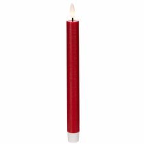 Article Lot de 2 bougies flambeau LED en cire rouge, 24 cm, lumière blanc chaud