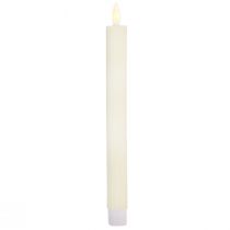 Article Bougies bâton LED avec minuterie bougies rainurées crème 24,5cm 4 pièces