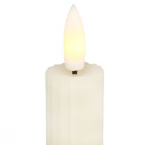Article Bougies bâton LED avec minuterie bougies rainurées crème 24,5cm 4 pièces